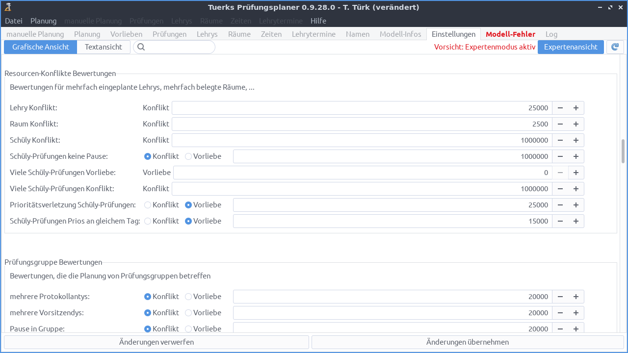 Screenshot Reiter Einstellungen