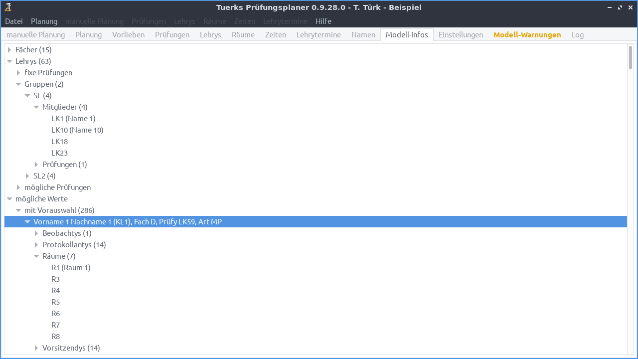 Screenshot Reiter Modell-Infos