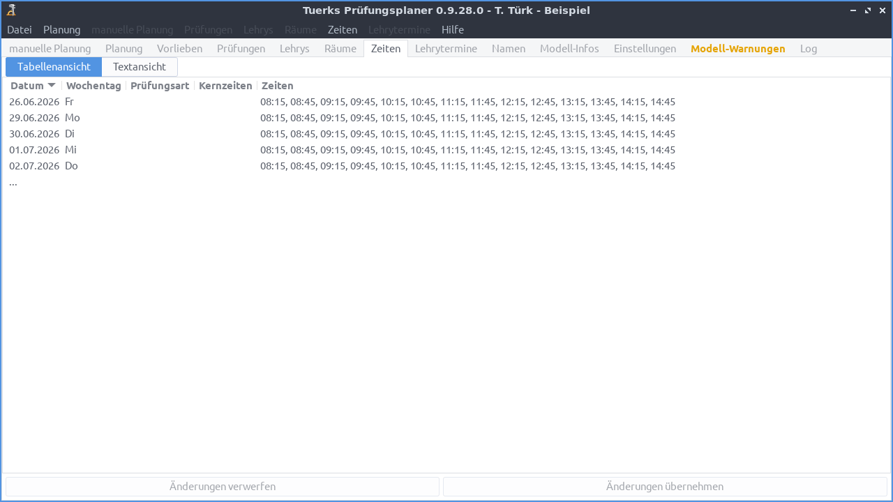 Screenshot Reiter Zeiten