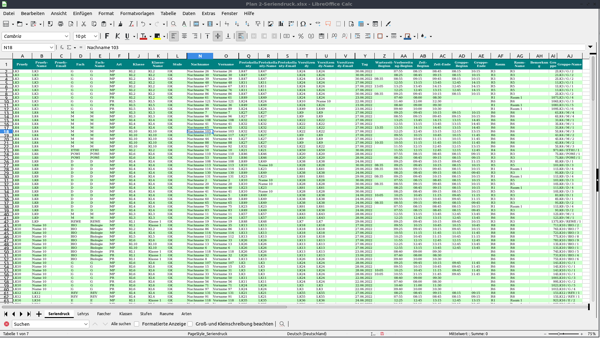 Screenshot Seriendruck