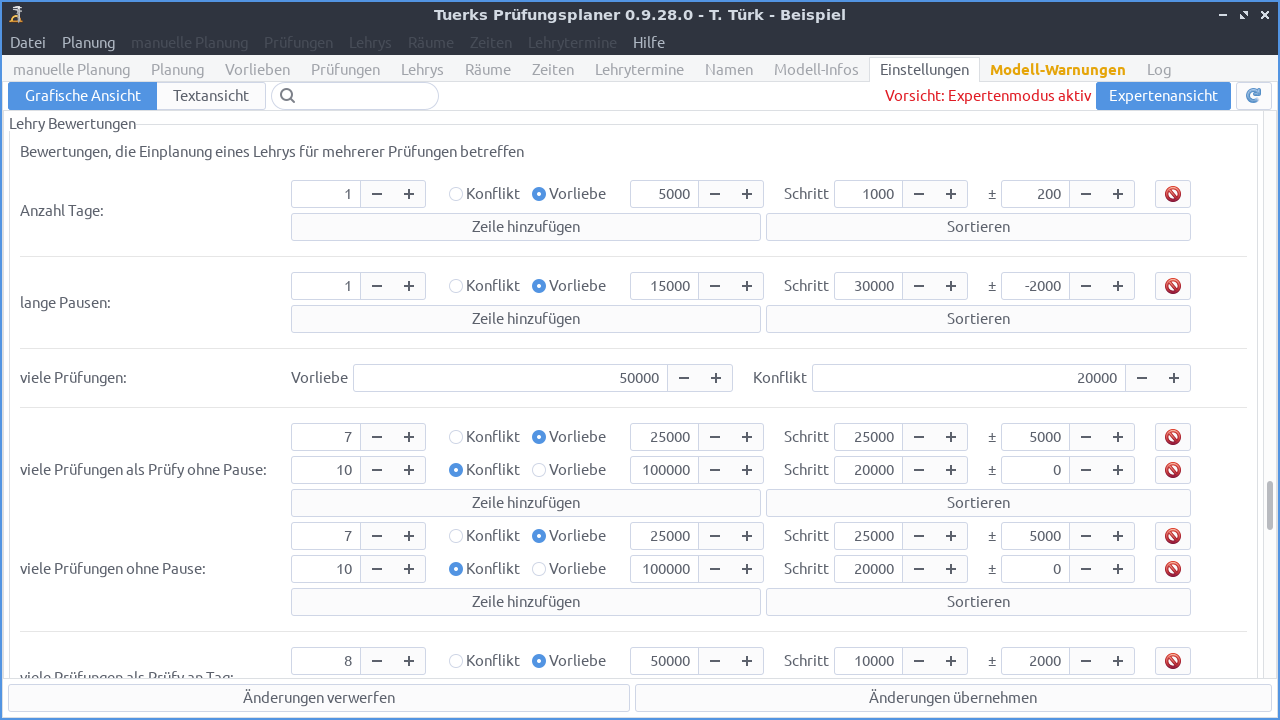 Screenshot
Experteneinstellungen