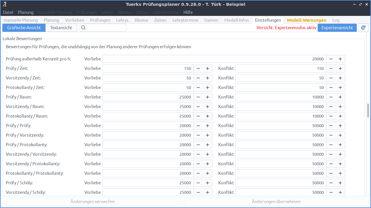 Screenshot
Experteneinstellungen