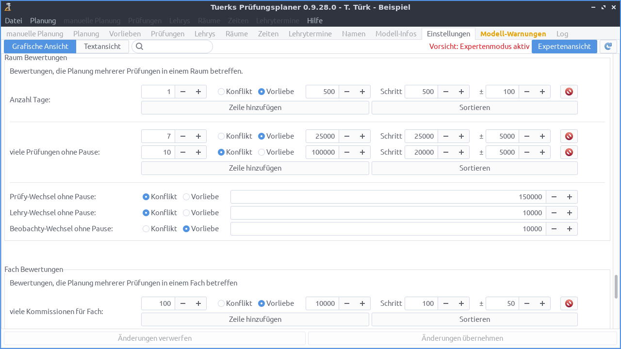 Screenshot
Experteneinstellungen