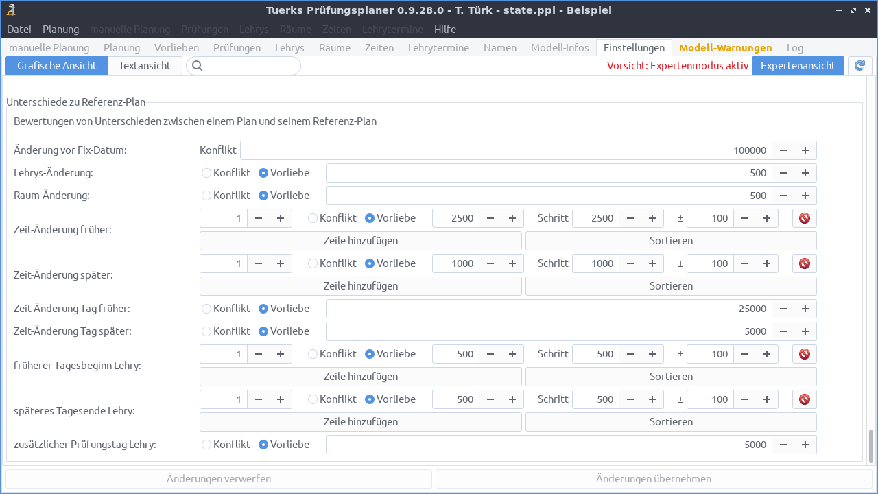 Screenshot
Experteneinstellungen