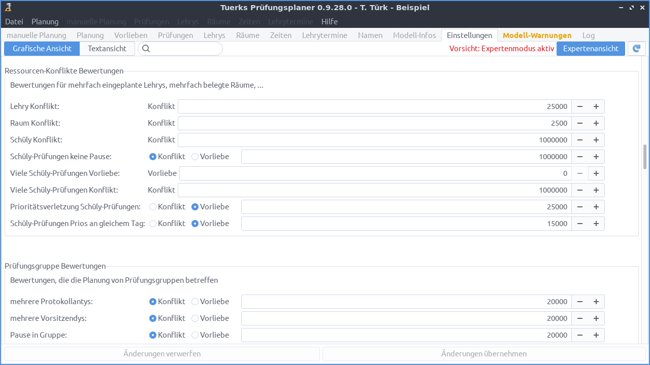 Screenshot
Experteneinstellungen