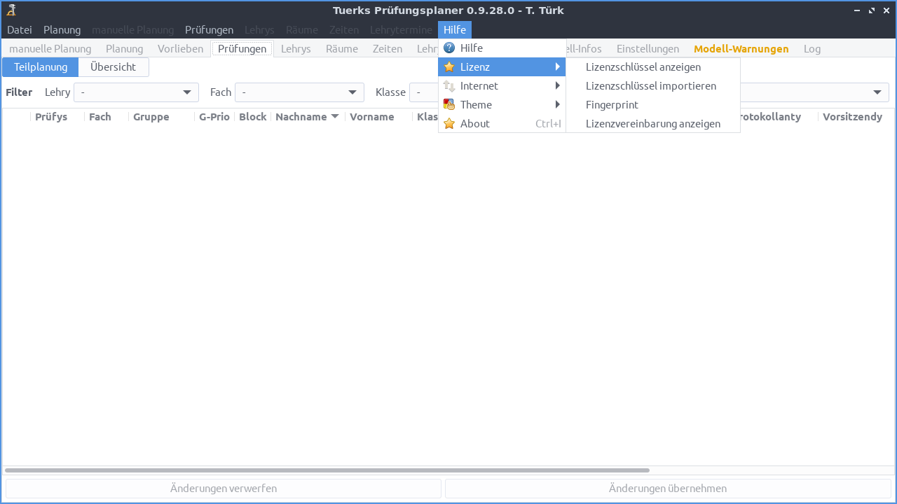 Screenshot Prüfungen