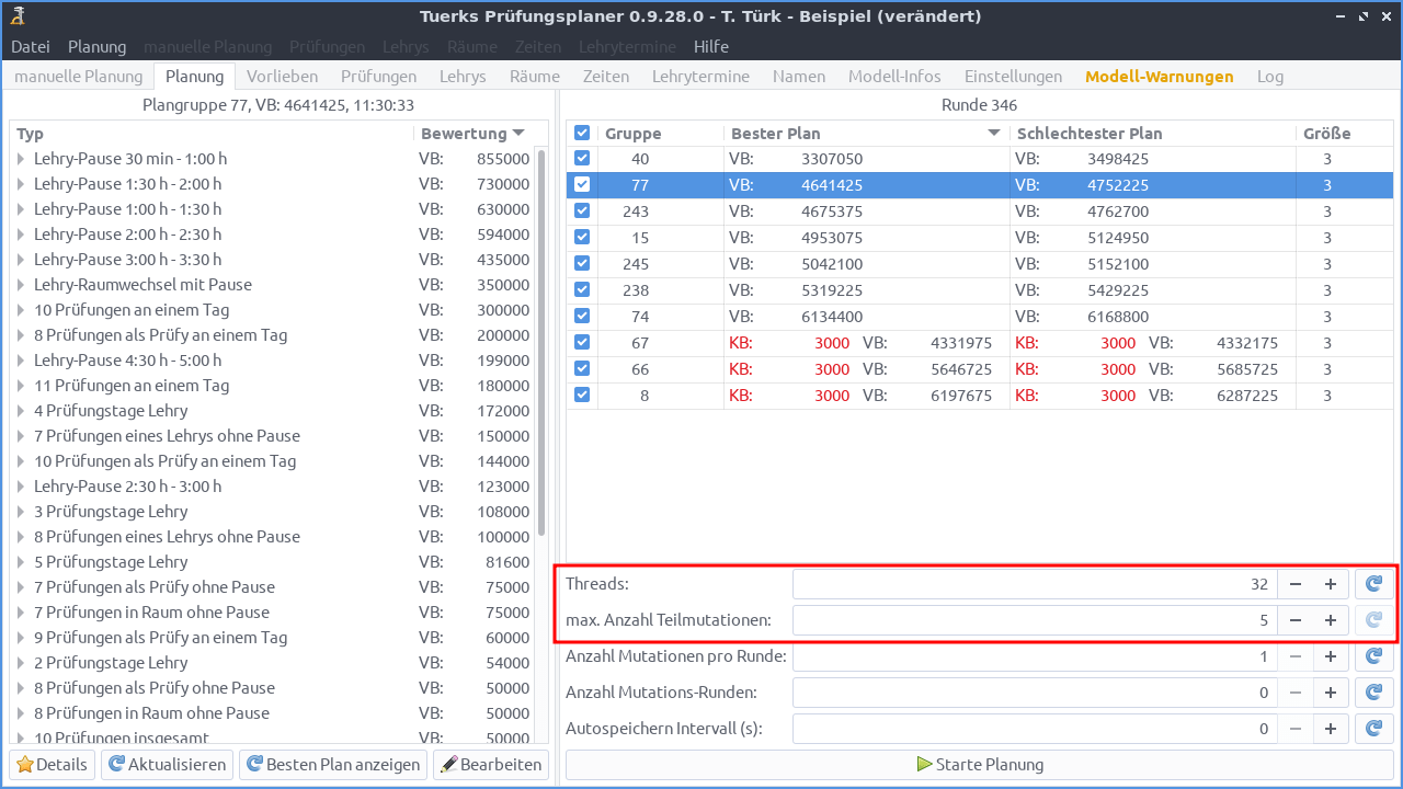 Screenshot Max Mutationen