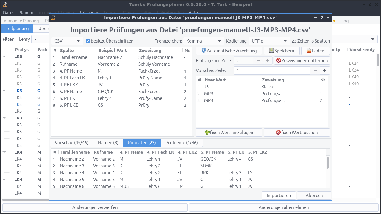 Screenshot Prüfungen Import
Rohdaten