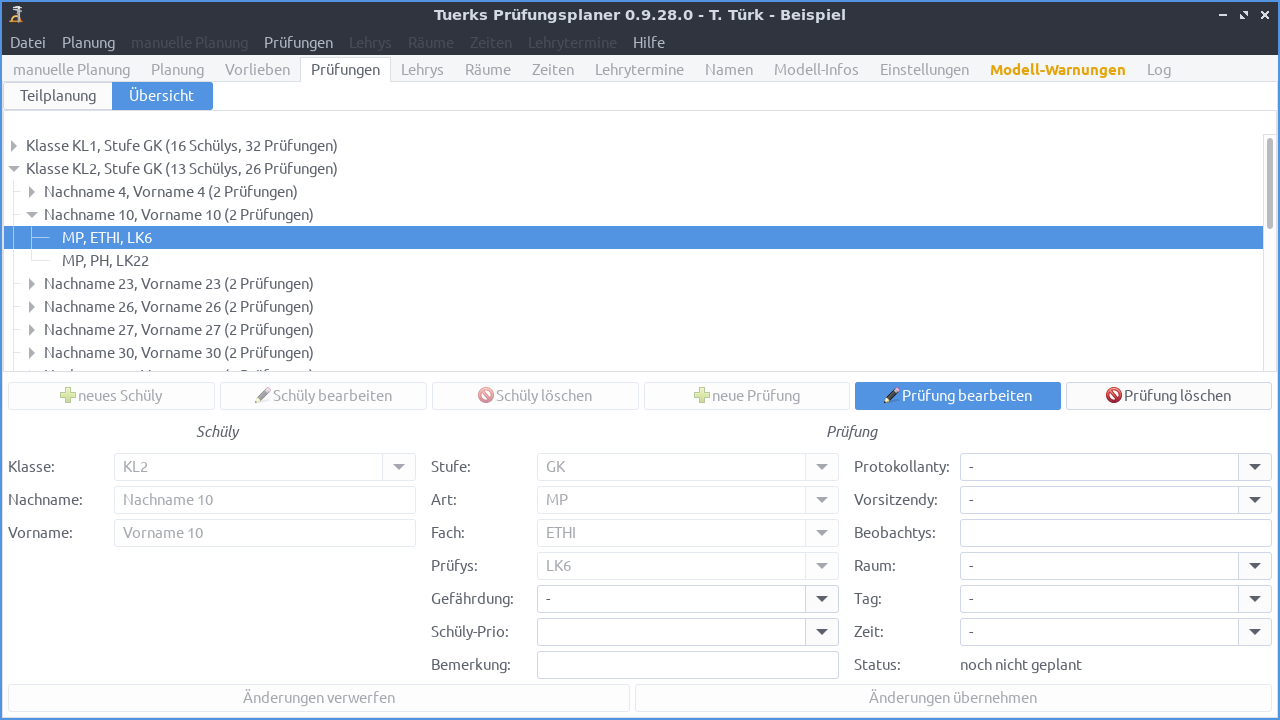 Screenshot Prüfungen 2