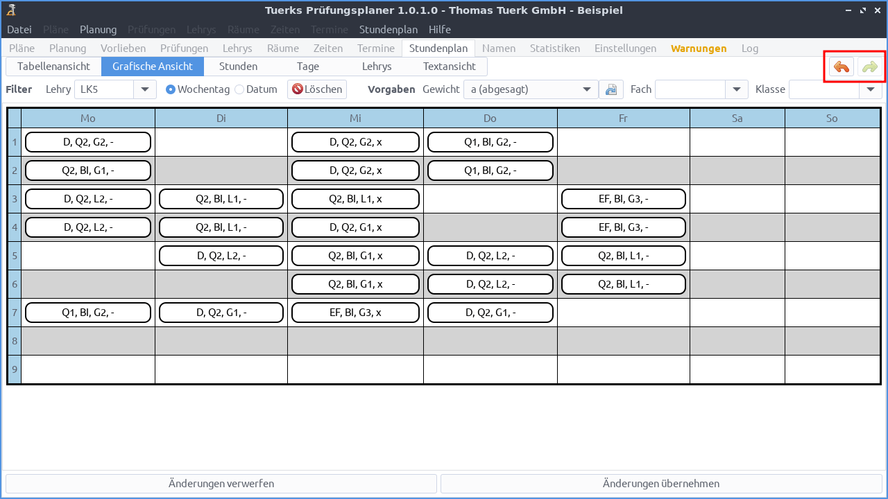 Screenshot Stundenplan/Undo