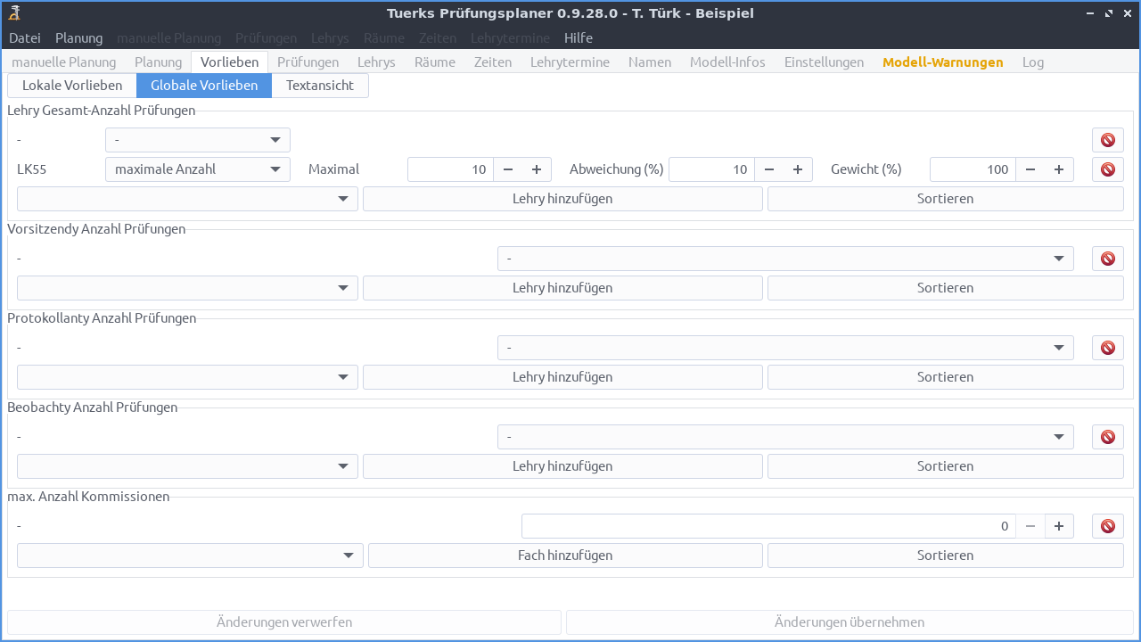 Screenshot Vorlieben Global