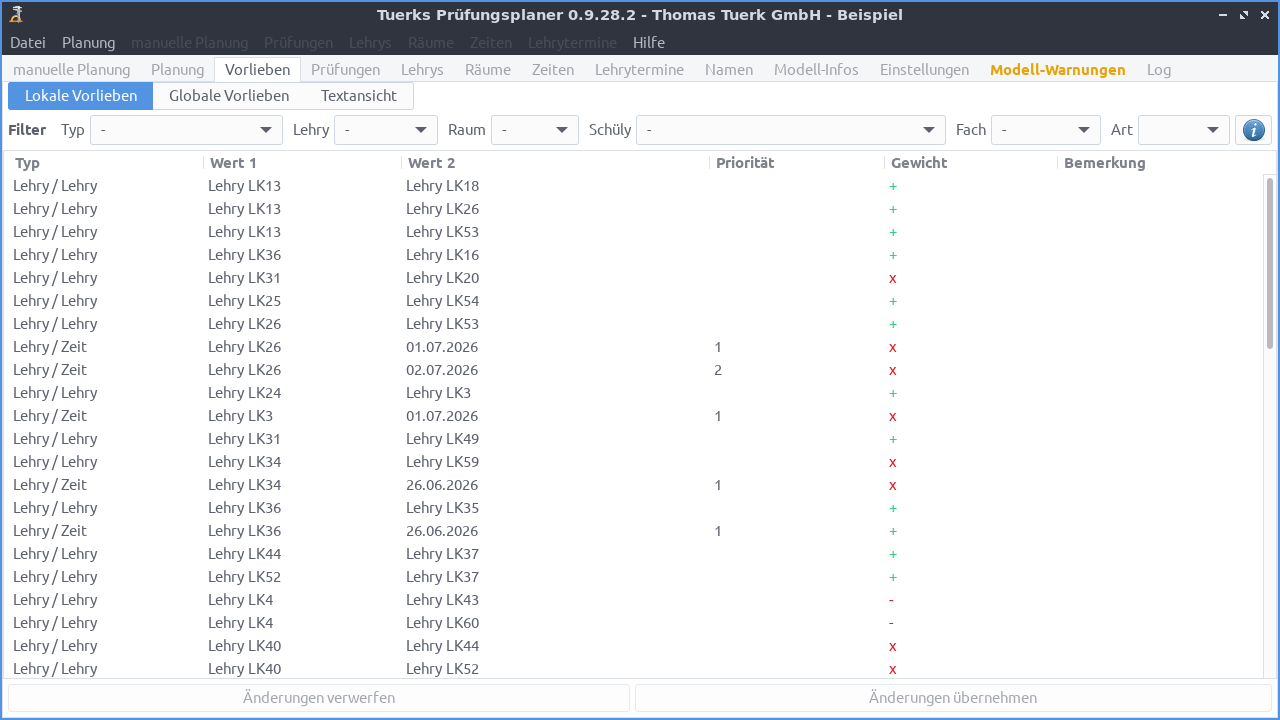 Screenshot Vorlieben Lokal